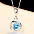 Korean fourleaf clover blue crystal pendant fashion simple zircon retro necklace jewelry wholesalepicture8